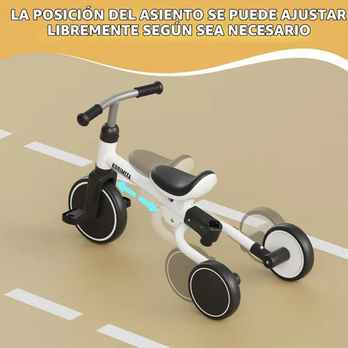 Vista 8 de KORIMEFA Triciclo 5 en 1 para niños pequeños de 1 a 3 años, bicicleta para Blanco