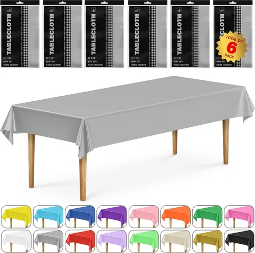 Vista 39 de DecorRack 2 Manteles rectangulares de plástico libres de BPA, 54 x 108 pulgadas, mantel de mesa para comedor, mantel rectangular para fiestas