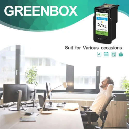 Vista 6 de GREENBOX Cartucho de tinta remanufacturado de repuesto para cartuchos de tinta Canon 261, alto rendimiento CL-261XL, para Canon TS6420 TS5320 TR7020