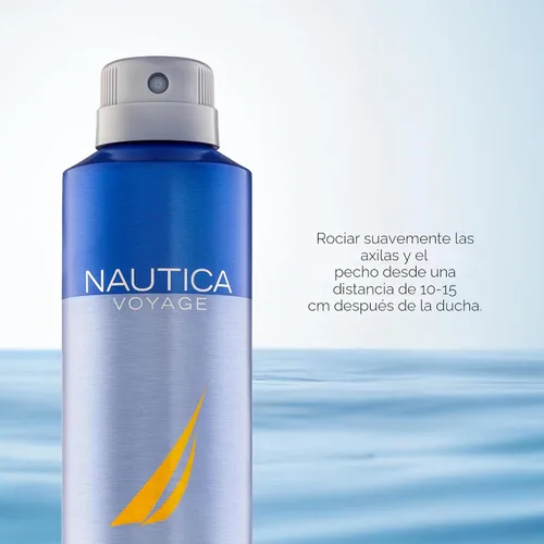 Vista 5 de Nautica Voyage Deo Spray corporal de 6 onzas líquidas (paquete de 1), notas de manzana, madera de cedro, mimosa, fragancia para hombre, fragancia