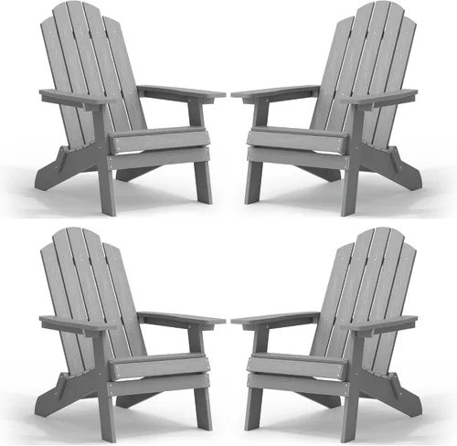 Vista 34 de MXIMU Silla Adirondack plegable para exteriores: sillas Adirondack fáciles de montar y cómodas, silla de plástico compuesto para todo tipo de clima