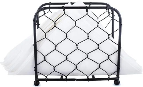 Vista 3 de GoCraft Servilletero de alambre de pollo – Acabado negro rústico de granja, duradero y elegante servilletero para cocina, mesa de comedor, encimera