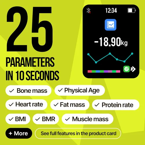 Vista 2 de Báscula profesional inteligente de 25 métricas para peso corporal con IMC, grasa corporal, masa muscular, báscula digital de composición