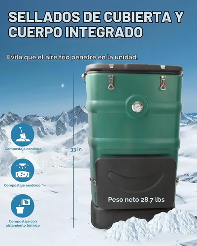 Vista 6 de Cubo de compost aislado con sistema de ventilación - Compostaje rápido durante todo el año, con un reservorio en la parte inferior diseñado