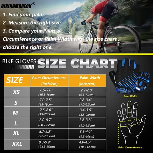 Vista 6 de BIKINGMOREOK Guantes de ciclismo para hombres y mujeres, guantes de bicicleta transpirables, almohadillas de gel de 0.197in, guantes de bicicleta