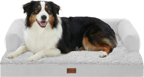 Vista 23 de Cama ortopédica para perros extragrandes, cama de espuma XL con forma de caja de huevos impermeable con lados 45x35 pulgadas, cama de sofá