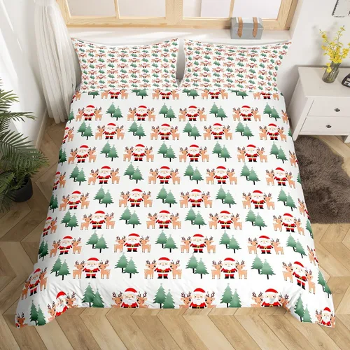 Vista 12 de Feelyou Juego de ropa de cama de Navidad gris para niños, tamaño individual, funda de edredón enana de Navidad para niños, niñas, adolescentes