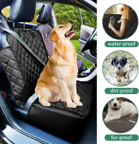 Vista 9 de Flow.Month Funda de asiento delantero para mascotas, asiento elevador para mascotas, funda de asiento de perro 2 en 1 de lujo para automóviles