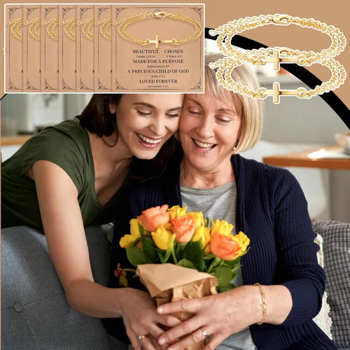 Vista 5 de Tondiamo 12 juegos de regalos para mujer, pulsera, colgante, joyería, agradecimiento, graduación, regalos para mujer trabajadora, aleación, Sin