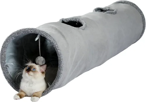 Vista 8 de PAWZ Road Túnel plegable XL para gatos gordos y conejos – Túnel de juego extra ancho para mascotas de 51 x 12 pulgadas con diámetro de 12 pulgadas