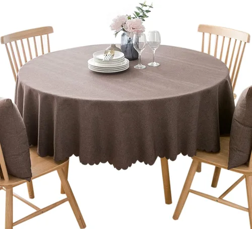Vista 9 de Jeloris Mantel redondo impermeable a prueba de derrames, resistente a las manchas, sin arrugas, lavable, mantel decorativo de tela para cocina, Beige
