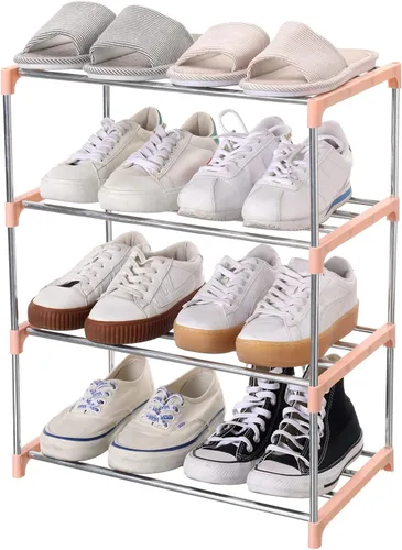 Vista 21 de Jucaifu - Estante pequeño apilable para zapatos, ahorro de espacio para entrada, pasillo y armario, organizador y almacenamiento (3 niveles, negro)