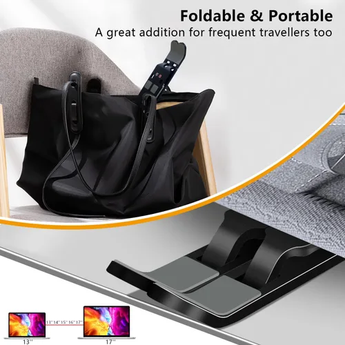 Vista 6 de Soporte para laptop, soporte para tableta de computadora, soporte plegable de aluminio ajustable para laptop, compatible con MacBook Air Pro
