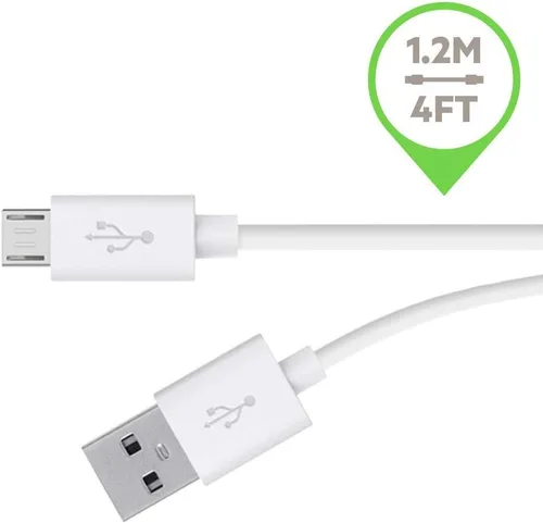Vista 2 de Cable de carga micro USB de repuesto largo 10 pies para Xbox One y Playstation PS4 inalámbrico blanco