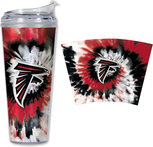 Vista 22 de Rico Industries NFL Football Glitter 24 onzas Vaso de purpurina acrílico con tapa con bisagra, Vaso de doble pared oficialmente licenciado con pajita