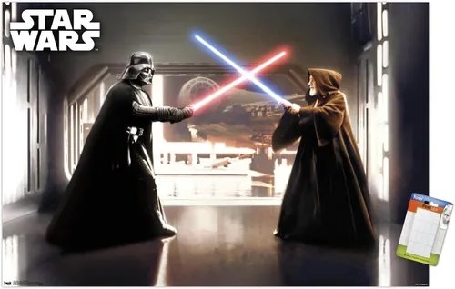 Vista 9 de Star Wars: Saga - First Duel Wall Poster, 22.4L x 14.7W, Barnwood Framed Version