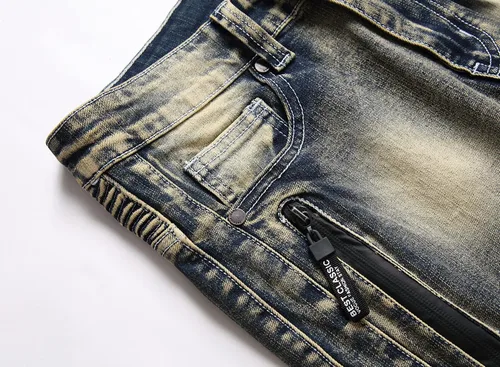 Vista 5 de AITITIA Jeans de corte recto lavado con cremallera para hombre