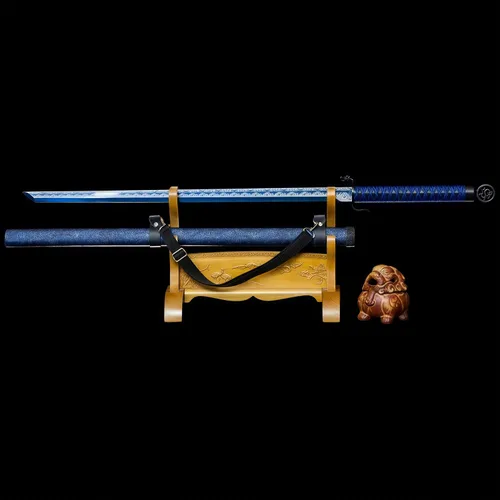 Vista 11 de Espada katana japonesa samurái – Hoja de espiga completa de acero al carbono real sin afilar, espada tradicional de práctica de Iaido