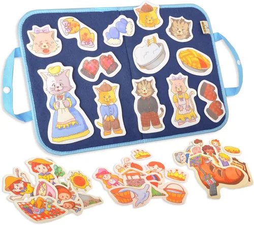 Vista 16 de CHEFAN Juego de Historias de Tablero de Felpa/Flanela de 4 Piezas, Piezas de Felpa PRECORTADAS para Tiempo de Círculo de Preescolares y Pequeños