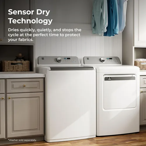 Vista 6 de Secadora eléctrica de carga frontal Kenmore de 7.0 pies cúbicos - con protector para reducir arrugas y estática - Secado con sensor inteligente