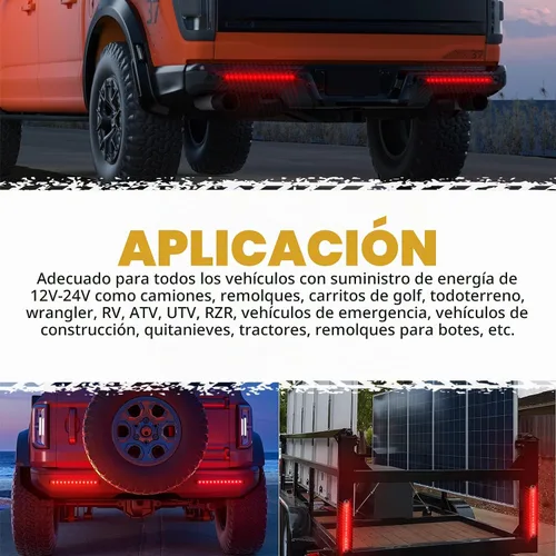 Vista 4 de PSEQT - Barra de luces LED para remolque de 10" rojo, luces traseras de freno, luces de identificación de parada y giro, tira de luz de remolque