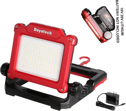 Vista 3 de Luz de trabajo LED inalámbrica recargable, 3500 LM, 25 W compatible con DEWALT, MILWAUKEE, MAKITA, BOSCH, Black&Decker, STANLEY Power Tool 18-21V