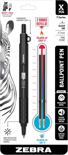 Vista 2 de Zebra Pen X-701 Tactical & G-750 - Juego de regalo de bolígrafo retráctil y bolígrafo de gel, barril de metal premium, punta media/fina, paquete