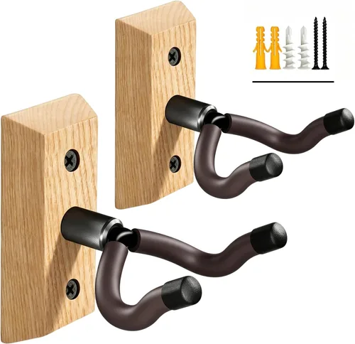 Vista 10 de Colgador de pared para guitarra, 2 piezas, gancho de madera de haya, soporte para guitarra Beech Wood