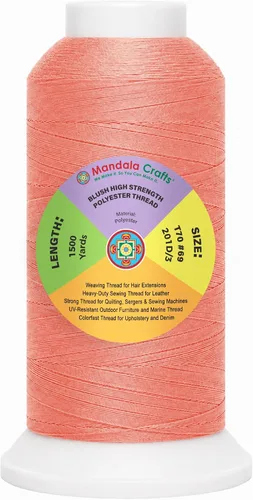 Vista 54 de Mandala Crafts Airforce Blue Tex 70 - Hilo de poliéster para tapicería 1500 Yds T70 UV Resistant Strong Thread for Leather Sewing, Marine