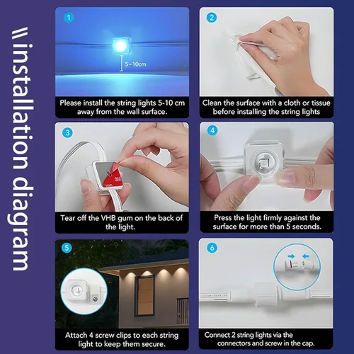 Vista 7 de Luces Permanentes para Exteriores Pro, 50 pies de luces LED RGB-IC para aleros, IP67 impermeables con aplicación inteligente y control remoto