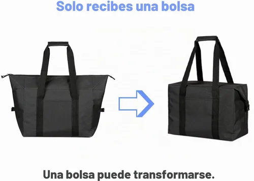 Vista 2 de Bolsas enfriadoras de compras aisladas con cremallera superior para comestibles, bolsa de espuma térmica reutilizable para viajes, picnic