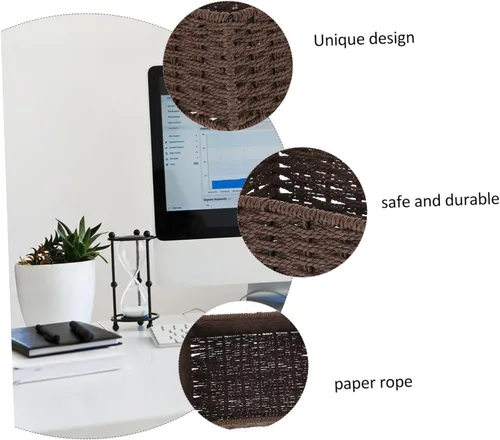 Vista 9 de STOBAZA Cesta de almacenamiento de mesa multifuncional Soporte de almacenamiento tejido decorativo para sala de estar