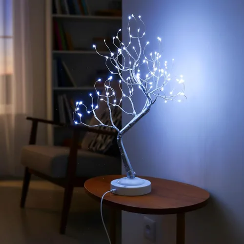Vista 2 de FUCHSUN - 108 luces LED para árbol bonsái, funciona con batería/USB, lámpara de árbol artificial de mesa de 20 pulgadas para sala de estar