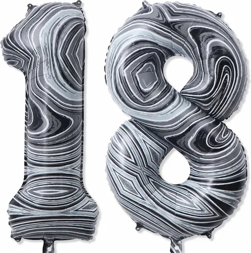 Vista 10 de Globos gigantes de papel de aluminio de mármol negro de 40 pulgadas, globos gigantes de helio número 10 para niños y niñas, decoraciones
