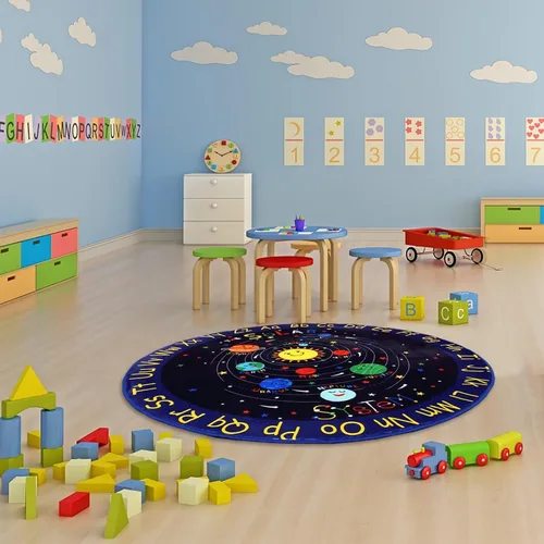 Vista 14 de NANAN Alfombra de juego para niños de 4 x 4 pulgadas, alfombra de coche, alfombra de juegos para niños pequeños, alfombra circular para niños, sala