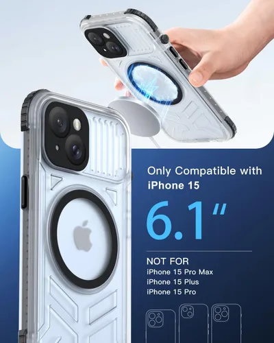 Vista 2 de Funda impermeable para iPhone 15 con Magsafe, protector de pantalla, cordón, IP68 militar de cuerpo completo a prueba de golpes, para deportes