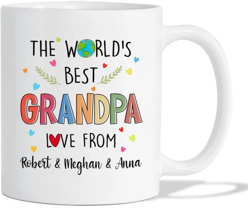 Vista 18 de Taza de café de cerámica con texto en inglés «Best Grandpa Add Photo », regalos para abuelo, abuelo, papá, amapola, Día del Padre, taza de café