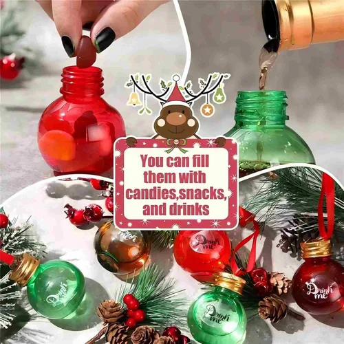 Vista 4 de Bolas de adornos de plástico transparente para Navidad, árbol rellenable de plástico, adornos colgantes para botella de agua, bombillas para Plata