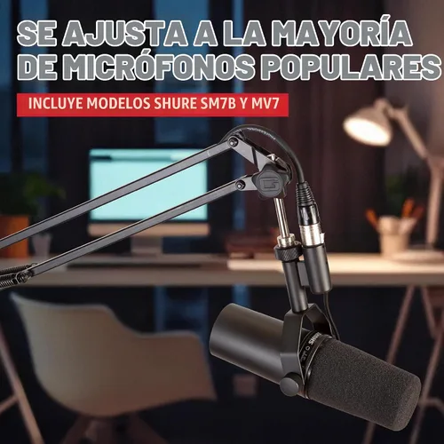 Vista 2 de Gator Frameworks - Brazo de micrófono de montaje en escritorio con resorte para transmisiones, podcasts, creación de contenido, transmisión en vivo