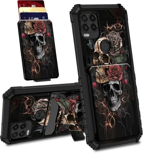 Vista 14 de Funda para Motorola Moto G Stylus 5G con ranura desmontable para tarjetero, soporte de doble capa, resistente a prueba de golpes, funda oculta