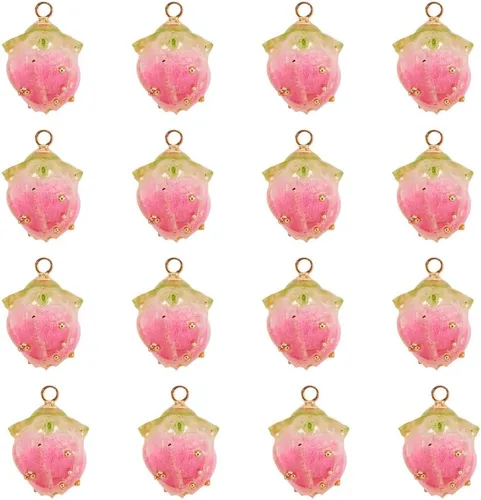 Vista 6 de 20 dijes colgantes de flores de resina, coral natural, flores reales, cuentas sueltas espaciadoras con microcuentas de vidrio para manualidades