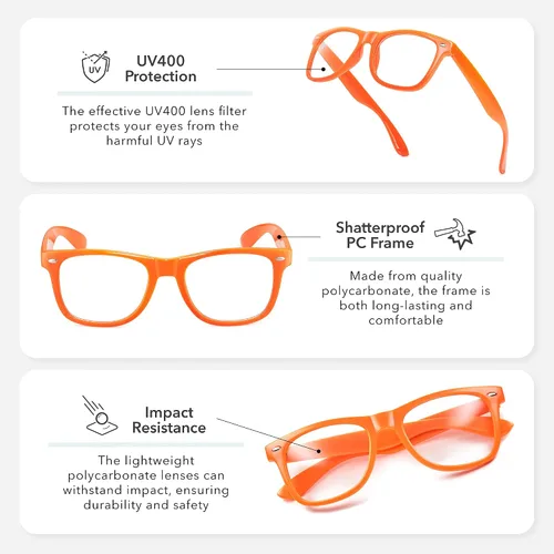 Vista 3 de LEICO FASHION Lentes transparentes sin receta retro para hombres y mujeres lentes falsos para disfraz de cosplay