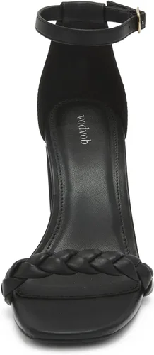 Vista 3 de vodvob Sandalias de tacón alto grueso para mujer, con hebilla y correa al tobillo, zapatos de vestir, para fiestas, bodas, sandalias de tacón