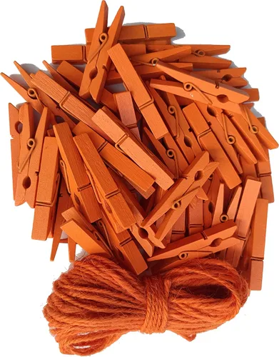 Vista 11 de Pinzas de madera negras de 1.9 pulgadas para fotos de Halloween, manualidades, manualidades, tendedero, clips de lavandería con cordel de yute