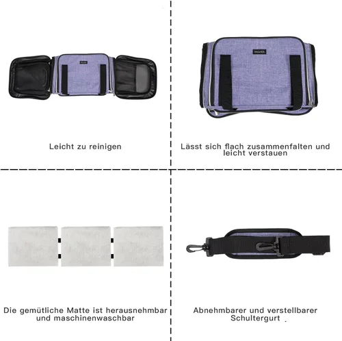 Vista 6 de BAGLHER Bolsa de Transporte para Gatos, Transportador de Mascotas Aprobado por Aerolíneas, Lateral Suave, Portador de Viaje para Mascotas, 5 Puertas