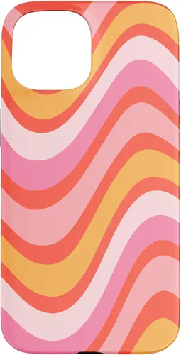Vista 6 de iPhone 13 Pro Retro Liquid Swirl patrón de líneas onduladas rosa mandarina naranja funda