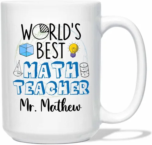 Vista 15 de Taza de cerámica blanca personalizada con nombre "A Day Without Math Is Like Just Kidding I Have No Idea", taza de café personalizada