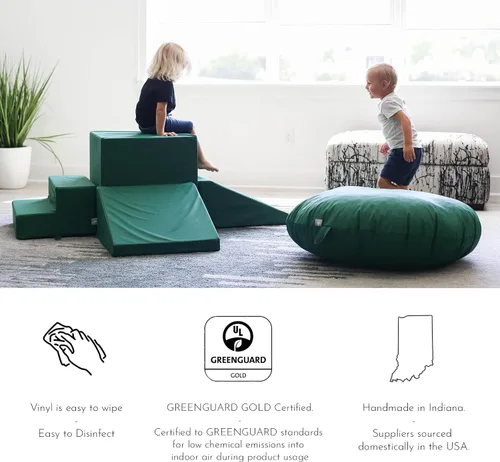 Vista 6 de Foamnasium Adventure - Juego de espuma para interiores, 7 piezas suaves para niños pequeños y niños, juego activo para gatear, escalar, construir