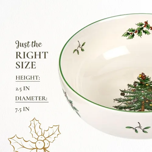 Vista 7 de Spode - Ensaladera Individual en Forma de Árbol de Navidad - 17.8 cm de Cerámica Avena, Ensalada, Sopa, Cereal, Desayuno, Tazón de Postre