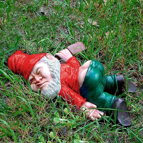 Vista 6 de Divertidas Estatuas de Gnomos de Jardín Enanos Borrachos Decoración, Escultura Creativa de Resina Regalo Novedoso para Exteriores Interiores Patio